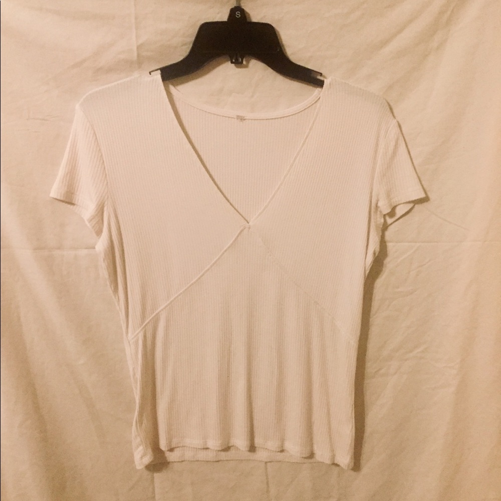 Off White V-Neck Blouse.